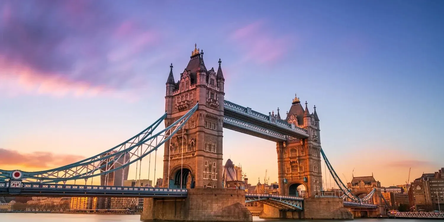 Tower Bridge in London at dusk